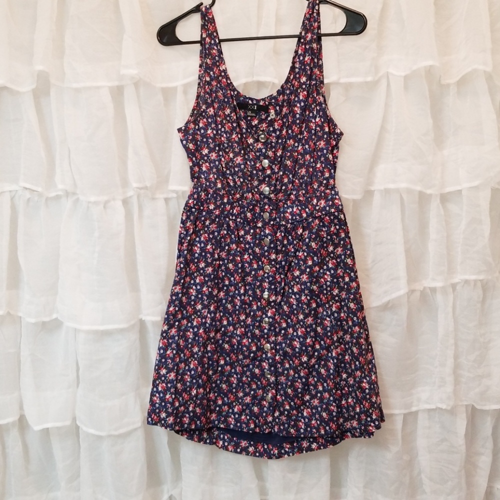 Forever 21 Floral Print Open Back Dress